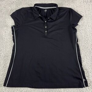 Alo Sport Cool-Fit Black Performance Polo Shirt White Piping XXL